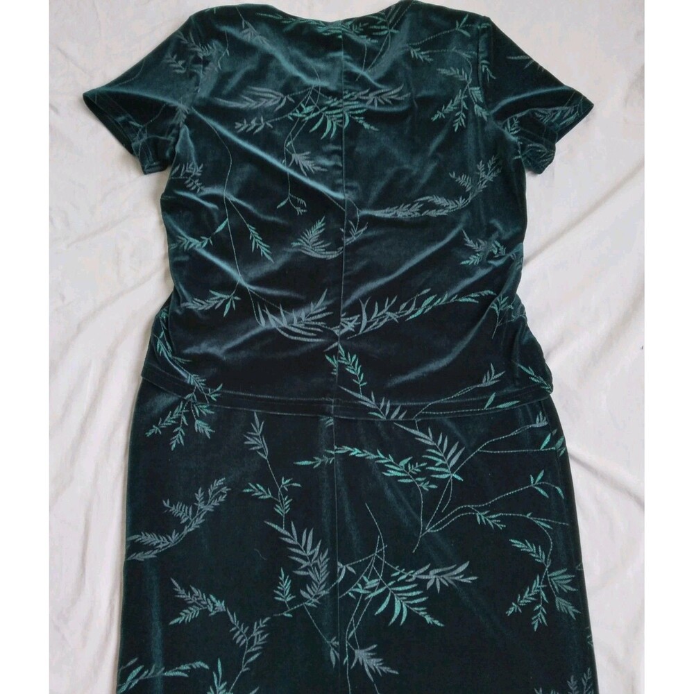 Vintage Kathie Lee Womens Velvet Maxi Dress Dark Green Holiday Women's Large - Picture 12 of 12